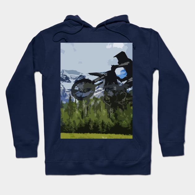 Mountain View Racer - Mount Robson Motocross Rider Hoodie by Highseller